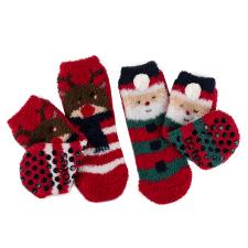 totes Kids Super Soft Slipper-Sox (Twin Pack) Santa/Reindeer