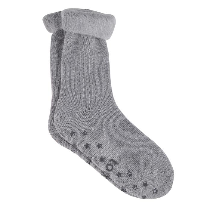totes Ladies Brushed Bed Sock with Tread Grey