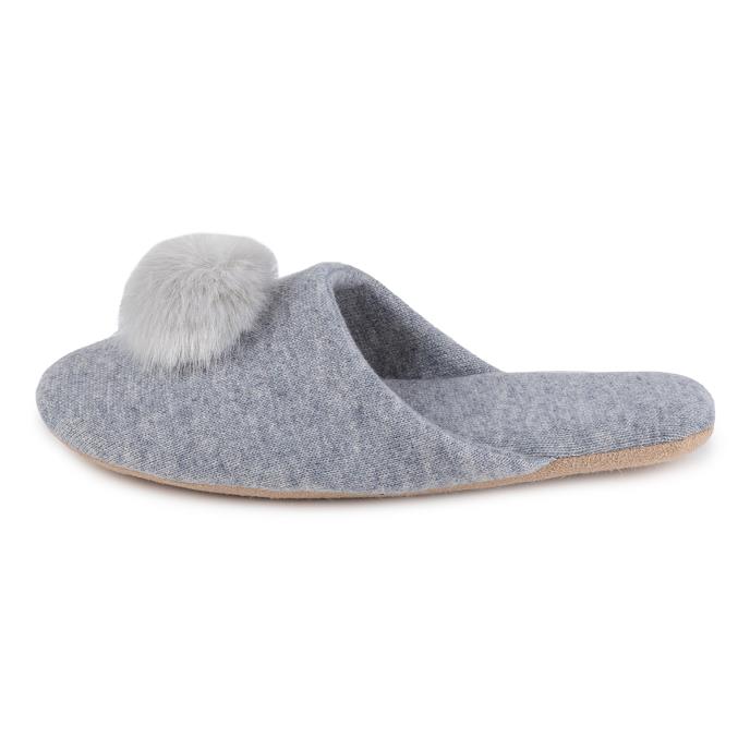 totes Ladies Cashmere Blend Mule Slipper with Soft Sole Grey