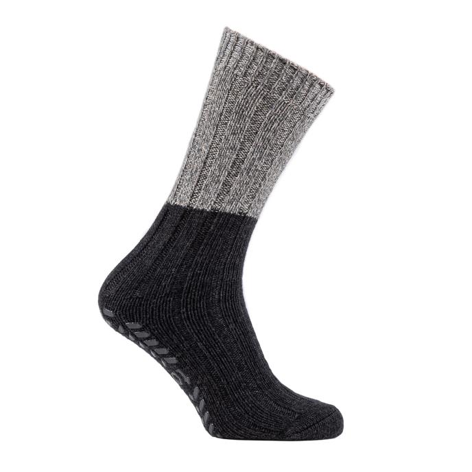 totes toasties Mens Natural Wool Blend Slipper Sock with Tread Charcoal