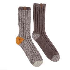 totes Mens Chunky Twist Wool Boot Socks (Twin Pack)