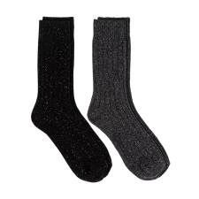 totes Mens Twin Pack Ribbed Nep Wool Blend Sock Charcoal / Black