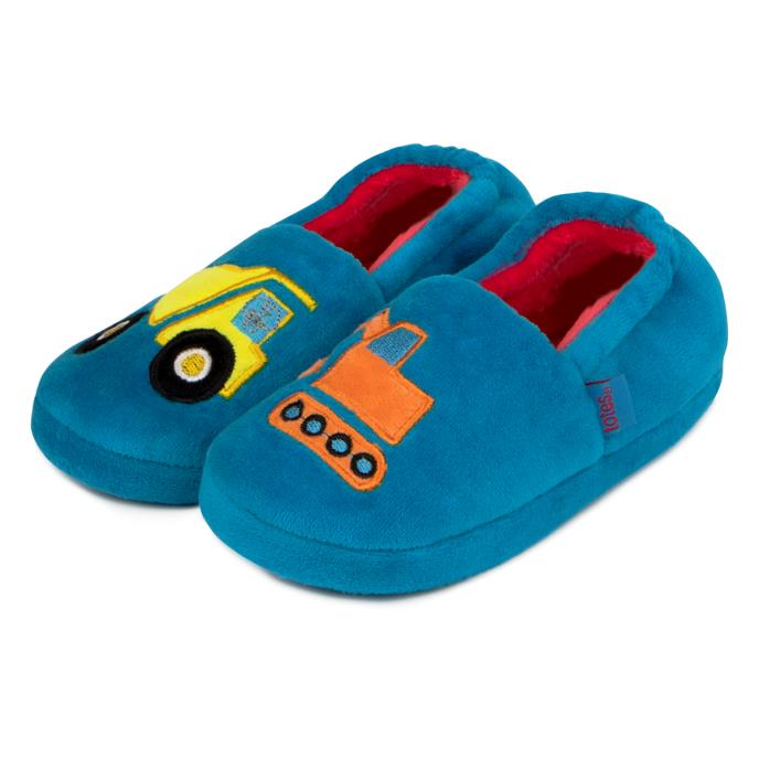 totes Kids Applique Vehicle Slippers Blue
