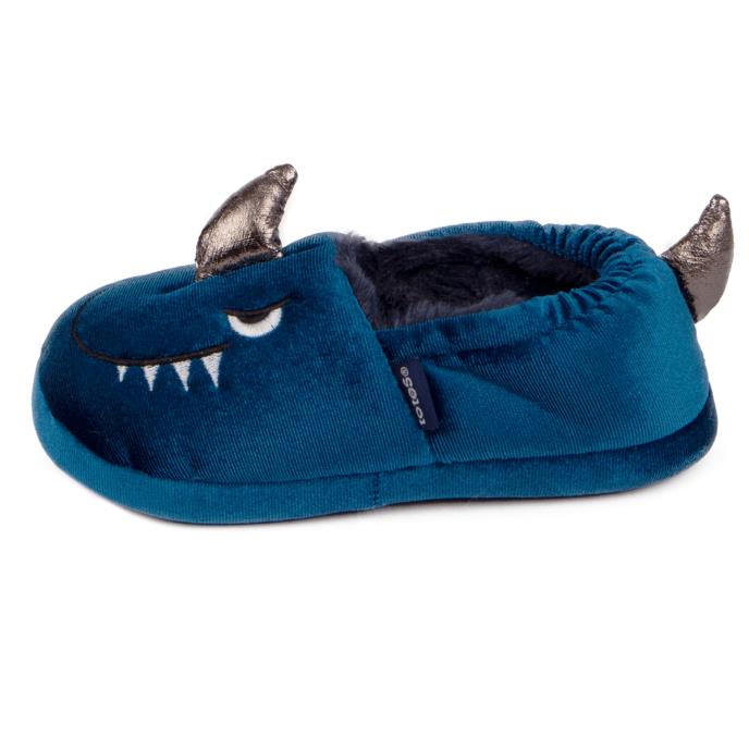 totes Kids Shark Velour Slippers Blue