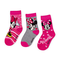 Children&#39;s Minnie Mouse Triple Pack Socks Pink/Red