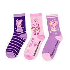 Children&#39;s Peppa Pig Triple Pack Socks Purple/Lilac/Pink
