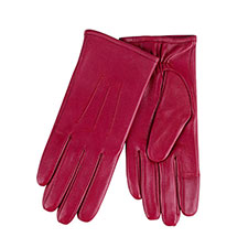 Isotoner Ladies Waterproof 3 Point Leather Gloves Cherry Red