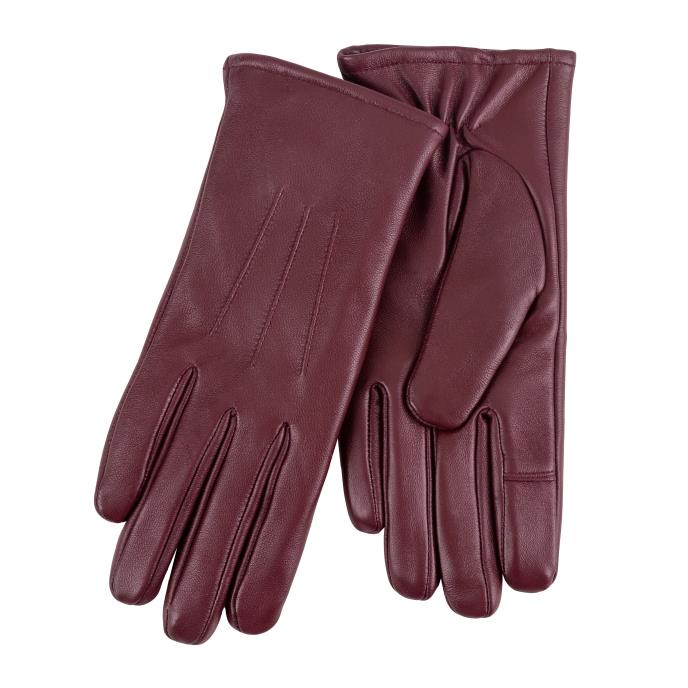 Isotoner Ladies Three Point Leather Glove Burgundy