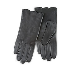 Isotoner Ladies Luxury Leather Gloves with Scallop Edge Black