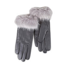 Isotoner Ladies Luxury Leather Gloves with Faux Fur Cuff 