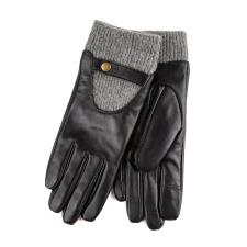 Isotoner Ladies Leather Glove with Knit Cuff  Black