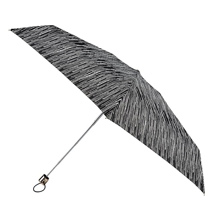 totes Compact Flat B&W Icicles Print Umbrella (5 Section)