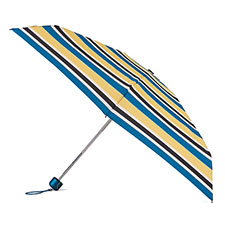 totes Mini X-TRA STRONG Teal Nautical Stripe Print Umbrella