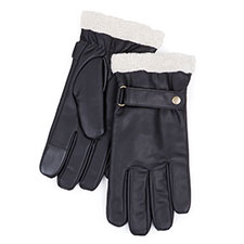 Isotoner Mens Smartouch PU Gloves  Black