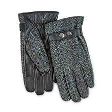 Isotoner Heritage Mens Smartouch Harris Tweed Gloves  Grey