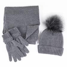 totes Ladies Hat, Scarf &amp; Gloves Set Grey Lurex