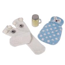 totes Ladies Hot Water Bottle, Sock &amp; Candle Set Blue