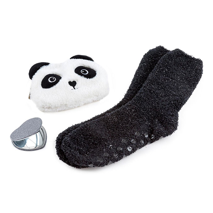 totes Ladies Novelty Panda Bag, Sock & Mirror Gift Set 