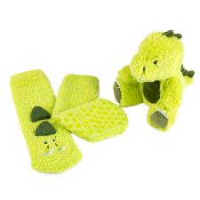 totes Childrens Plush Toy and Super Soft Slipper-Sox Set Green