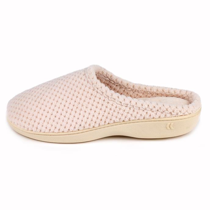 Isotoner Ladies Popcorn Terry Mule Slippers Natural