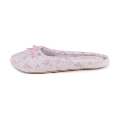 Isotoner Ladies Jersey Floral Mule Slippers Grey
