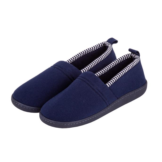 Isotoner Ladies Striped Full Backed Slippers Navy