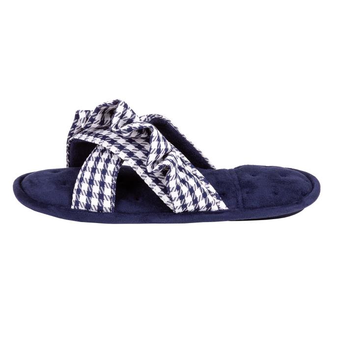 Isotoner Ladies Frill Open Toe Slippers Navy