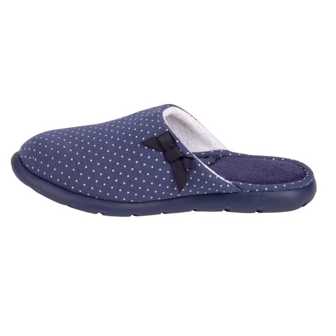 Isotoner Ladies iso-flex Spotted Mules Navy Spot