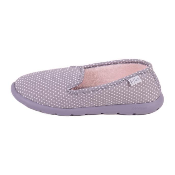 Isotoner Ladies iso-flex Spotted Fully Backed Slippers Grey Spot