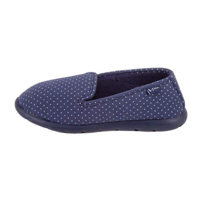 Isotoner Ladies iso-flex Spotted Fully Backed Slippers Navy Spot