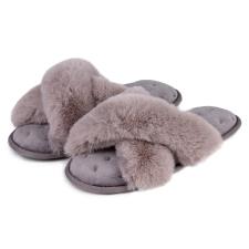 Isotoner Fluffy Cross Front Mule Slippers