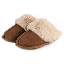 Isotoner Ladies Real Suede Mule with Fur Cuff