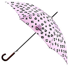 totes Pink Ikat Print Auto Walker Umbrella with Wood Handle