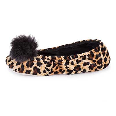 Isotoner Ladies Ballerina Slippers Panther with Black