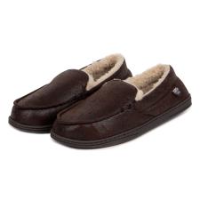 Isotoner Mens Distressed Moccasin With Check Sock Slipper