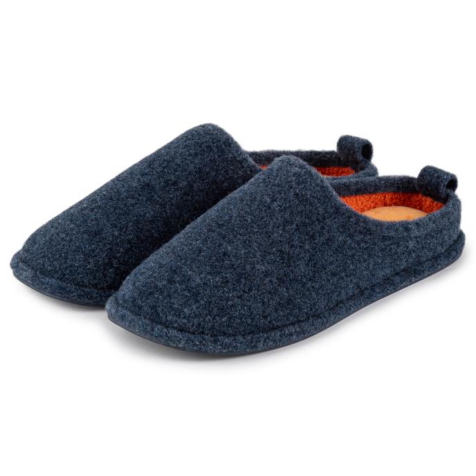 Isotoner Mens Felt Mule With Contrast Lining Slipper Navy