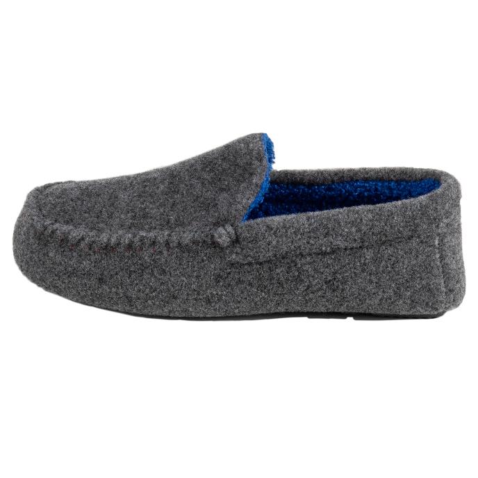 Isotoner Mens Felt Moccasin With Contrast Lining Slipper Grey